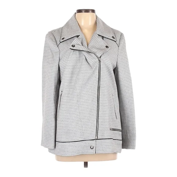 NWT Badgley Mischka Tweed Moto Jacket Grey Multi  Large - Picture 3 of 15